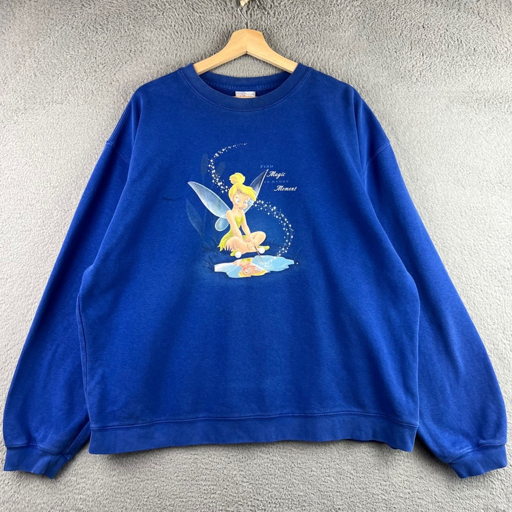 Disney Store Tinker Bell Find Magic in Every Moment Sweatshirt Blue 2XL Mens